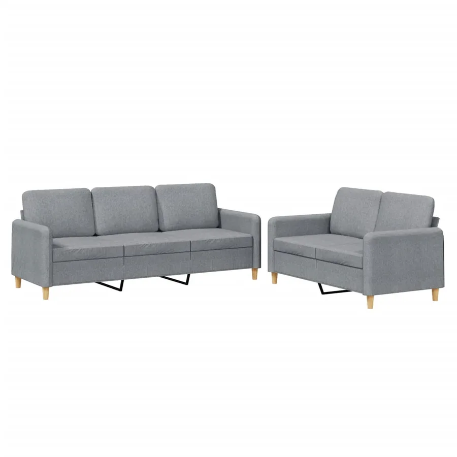 Ensemble de canapés 2 pcs avec coussins Gris clair Tissu - 2