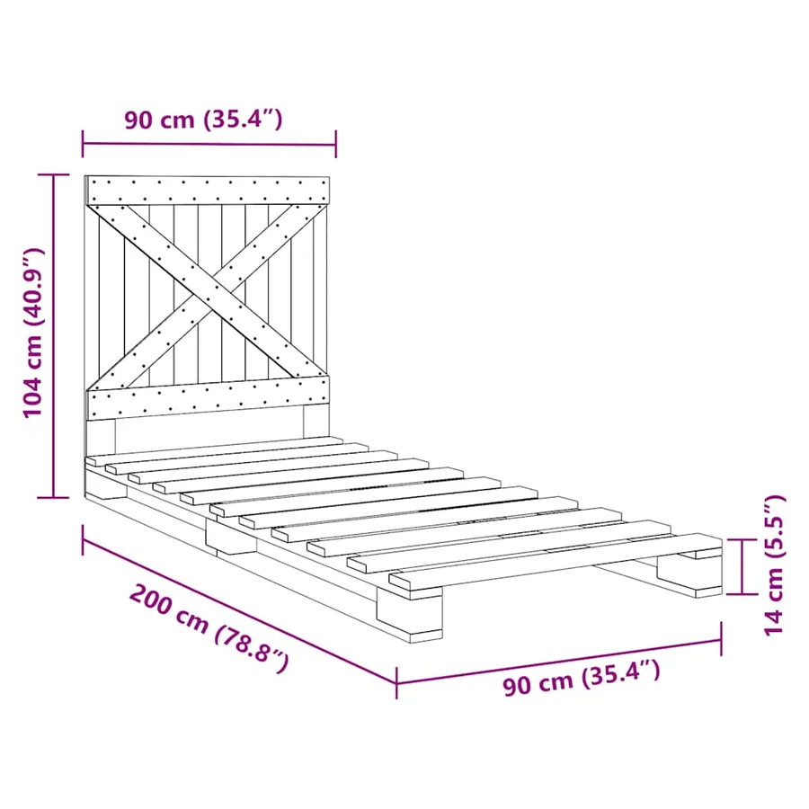 Cadre de lit sans matelas avec tête de lit 90x200 cm - 11