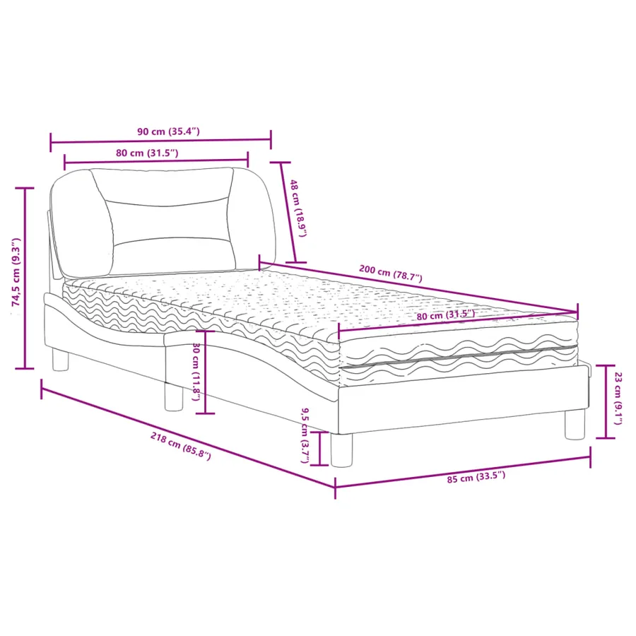 Lit avec matelas Hvar blanc 80x200 cm similicuir - 11