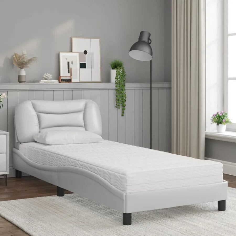 Lit avec matelas Hvar blanc 80x200 cm similicuir - 3