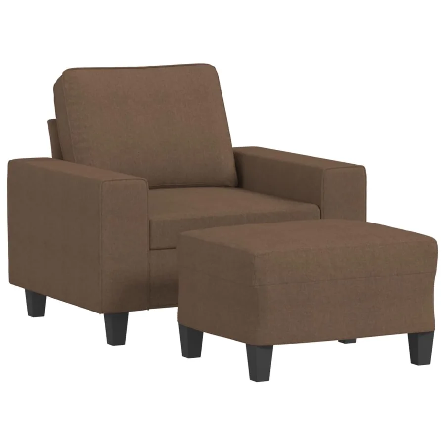 Fauteuil avec repose-pied Marron 60 cm Tissu - 2