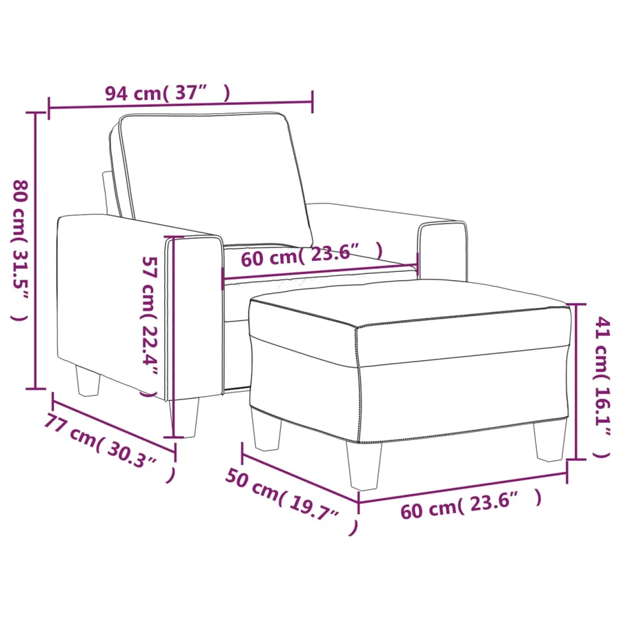 Fauteuil avec repose-pied Marron 60 cm Tissu - 9