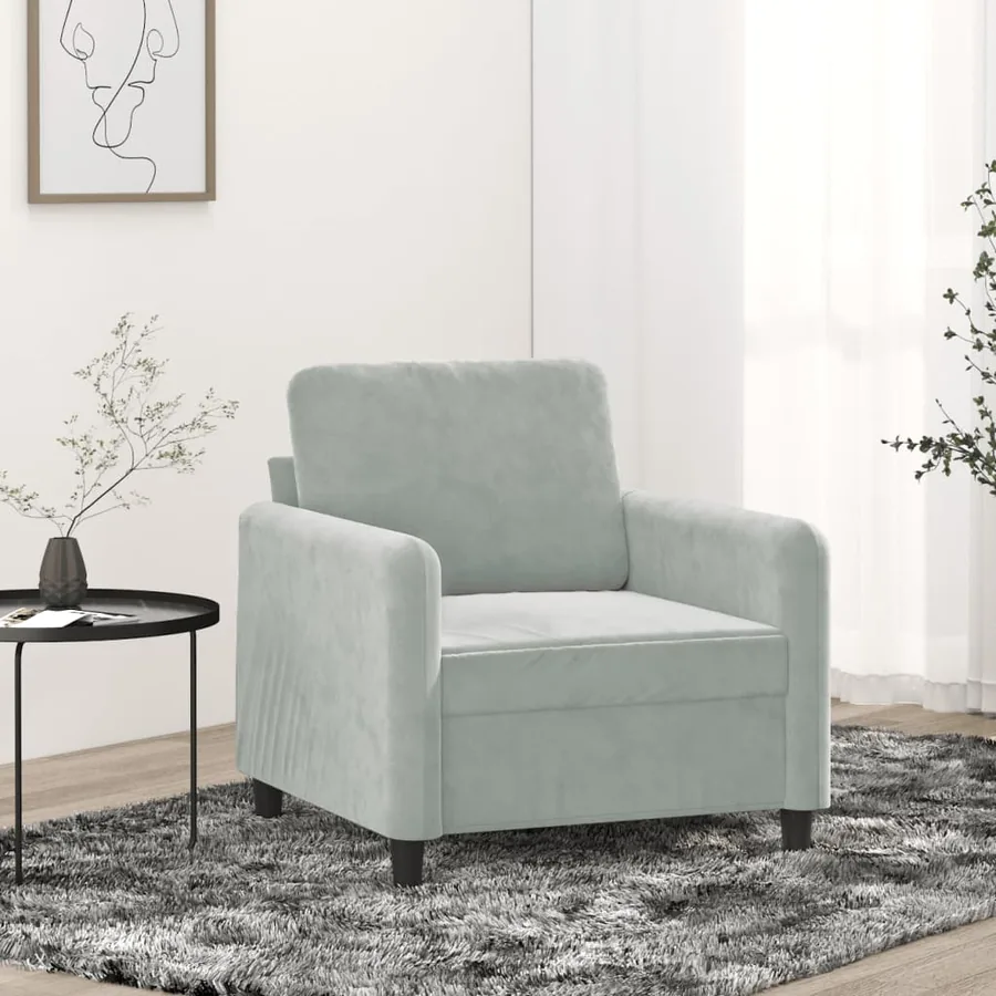 Fauteuil Gris clair 60 cm Velours