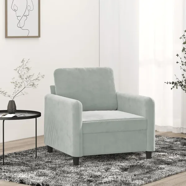 Fauteuil Gris clair 60 cm Velours