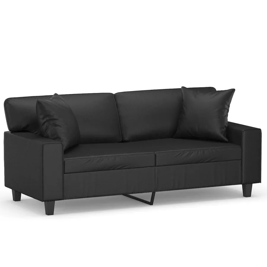 Canapé 2 places avec oreillers décoratifs noir 140cm similicuir - 2