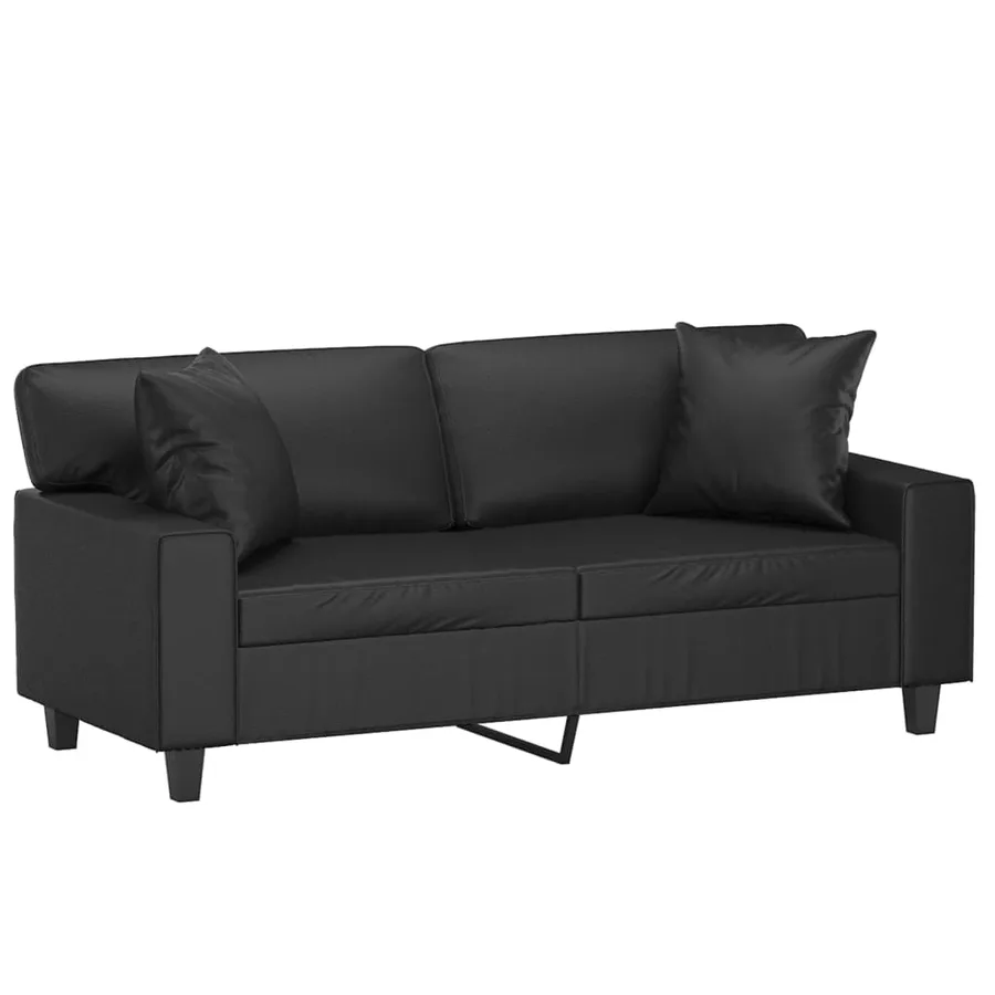 Canapé 2 places avec oreillers décoratifs noir 140cm similicuir - 3