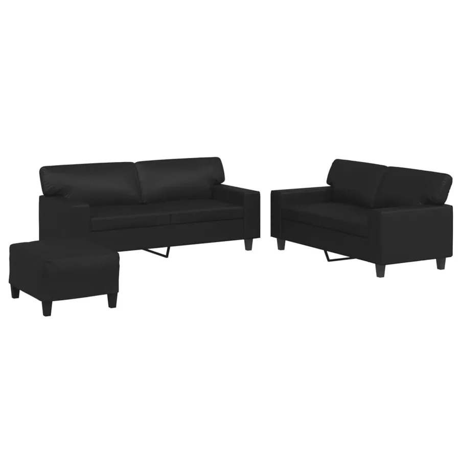 Ensemble de canapés 3 pcs noir similicuir - 2