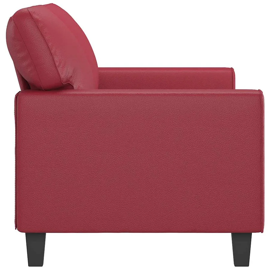 Canapé à 2 places Rouge bordeaux 140 cm Similicuir - 5
