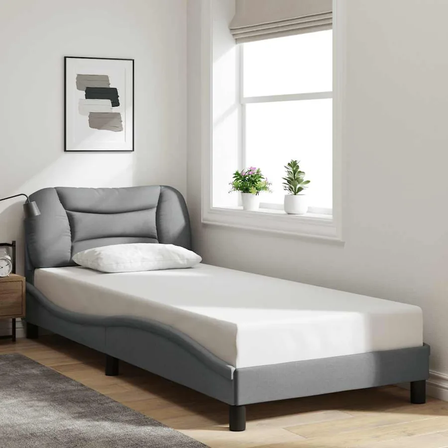 Cadre de lit sans matelas Hvar gris clair 80x200 cm tissu