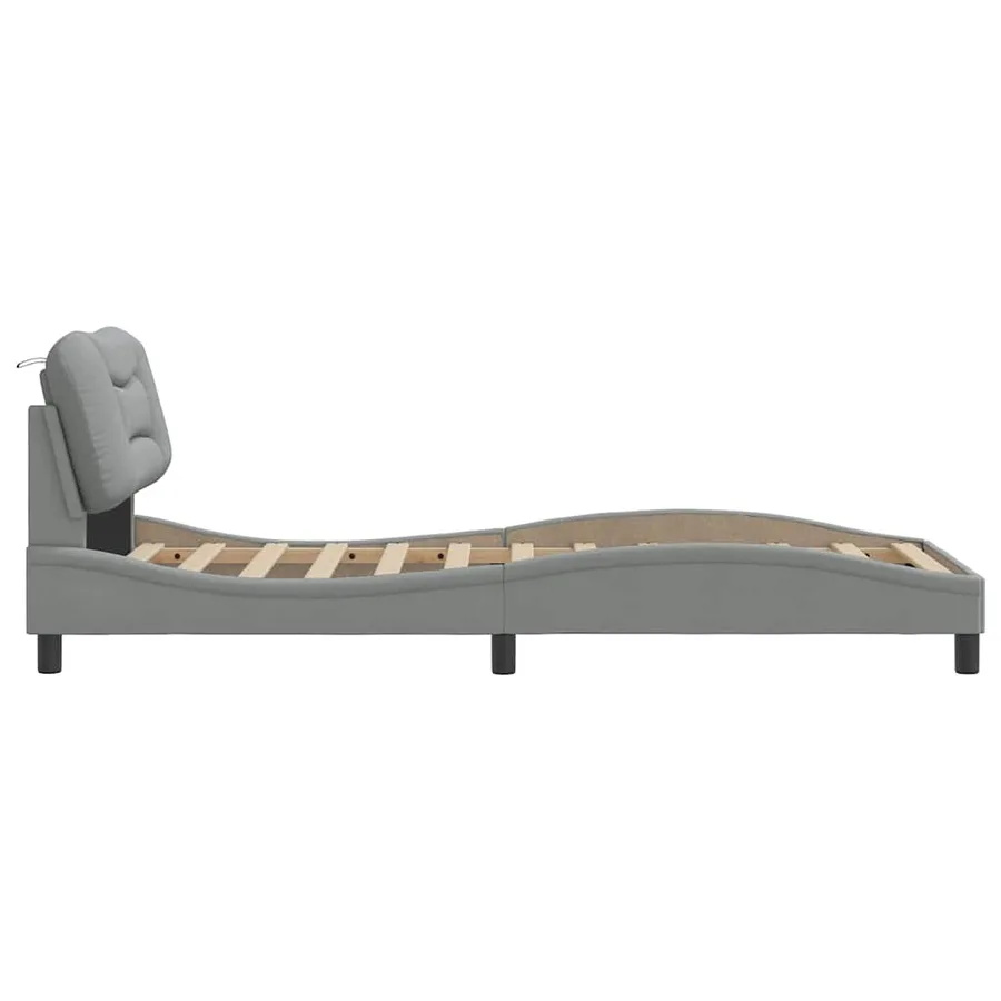 Cadre de lit sans matelas Hvar gris clair 80x200 cm tissu - 5