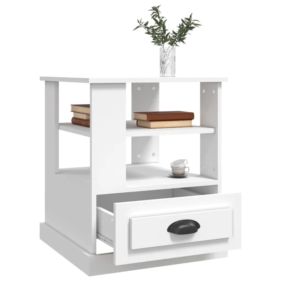 Table d'appoint blanc 50x50x60 cm bois d’ingénierie - 5