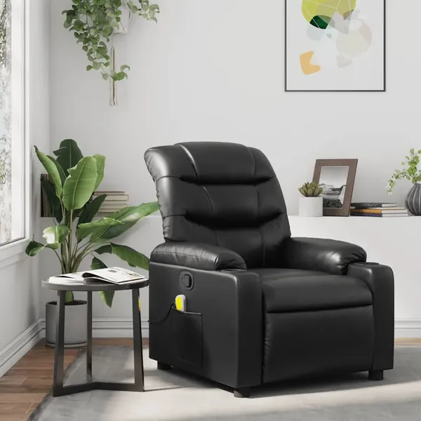 Fauteuil de massage inclinable Noir Similicuir