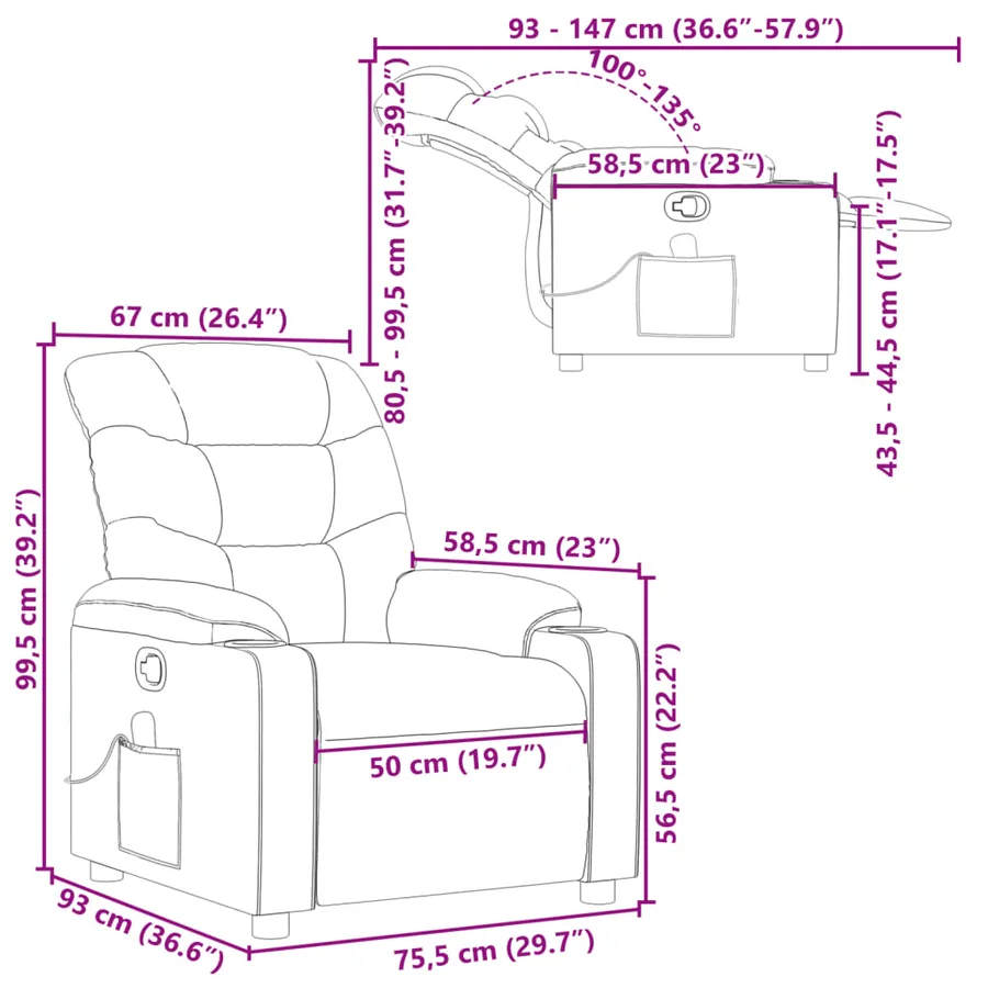 Fauteuil de massage inclinable Noir Similicuir - 12