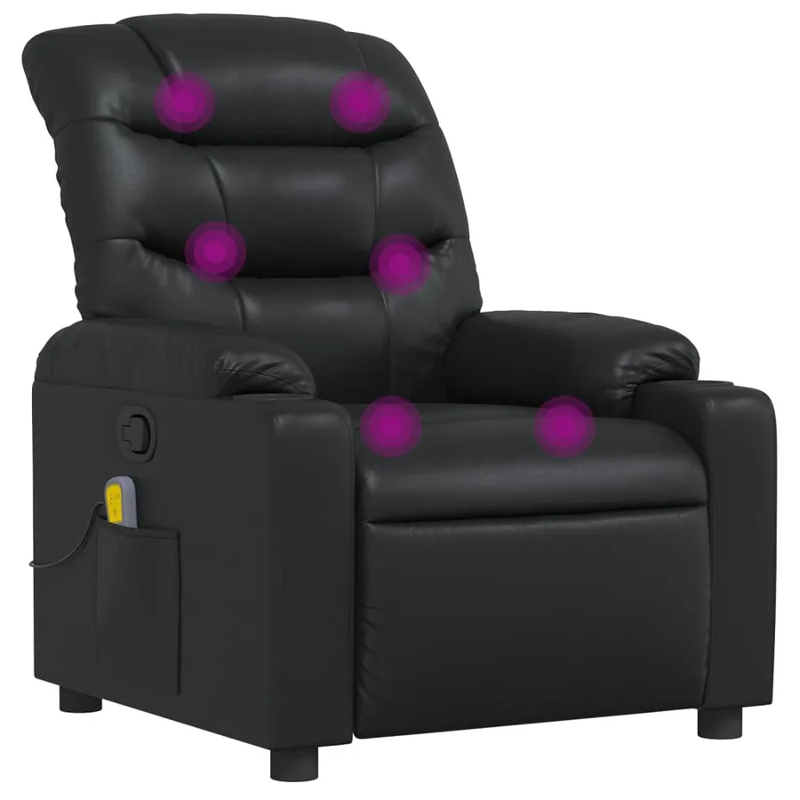 Fauteuil de massage inclinable Noir Similicuir - 2