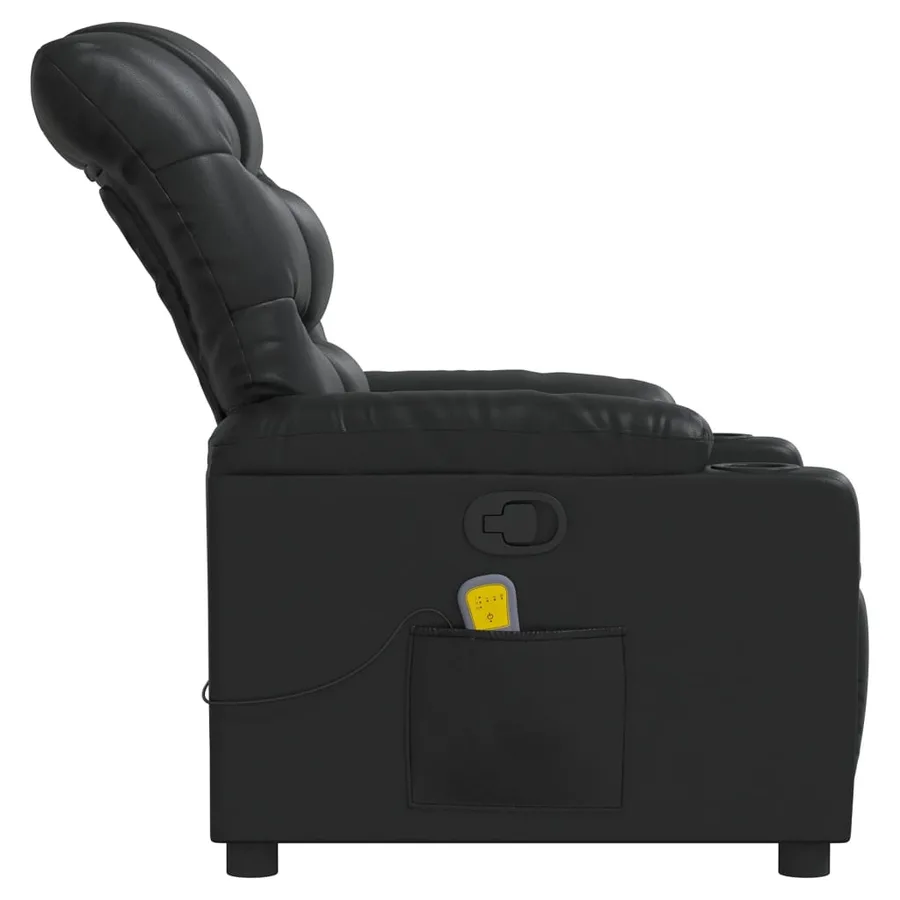 Fauteuil de massage inclinable Noir Similicuir - 8
