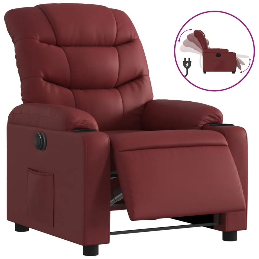 Fauteuil inclinable électrique Rouge bordeaux Similicuir - 2