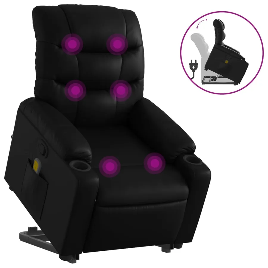 Fauteuil inclinable de massage Noir Similicuir - 2