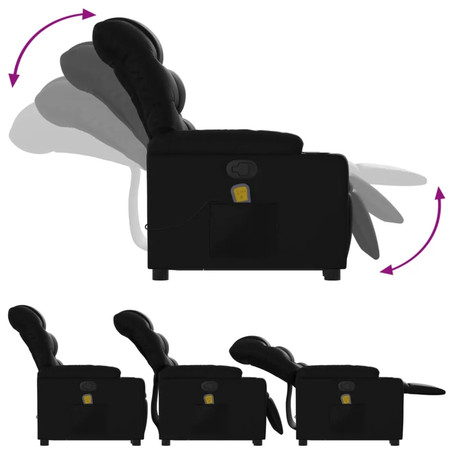 Fauteuil inclinable de massage Noir Similicuir - 7
