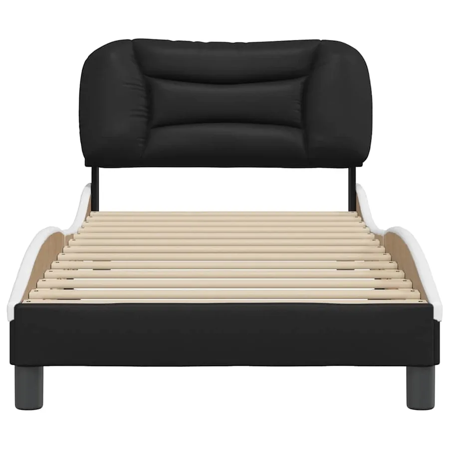 Cadre de lit sans matelas Hvar noir et blanc 80x200 cm similicuir - 4