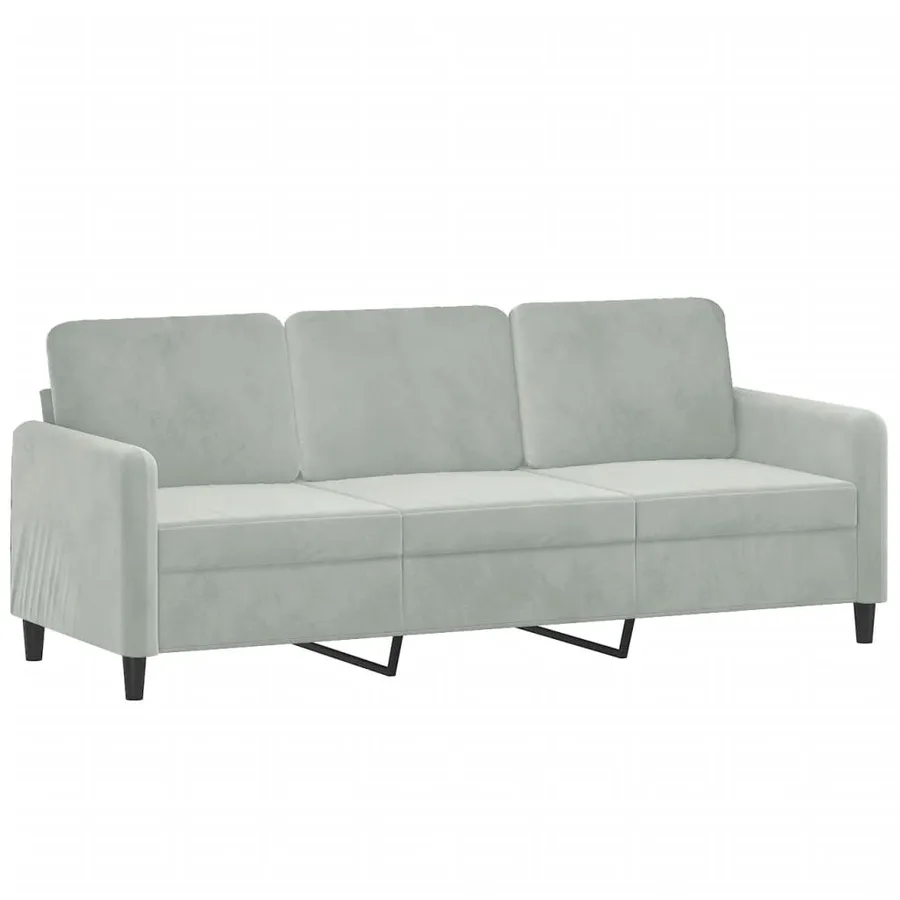 Canapé 3 places avec oreillers gris clair 180 cm velours - 4