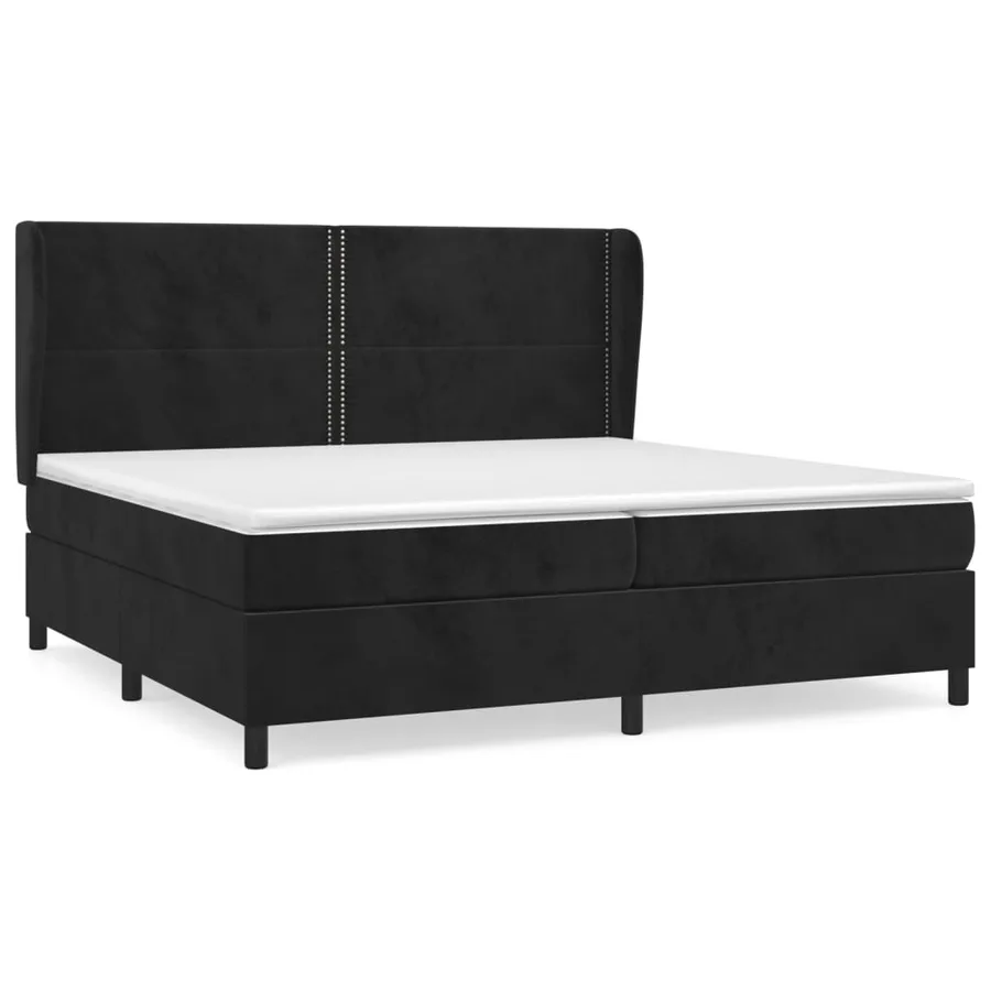 Sommier à lattes de lit et matelas Noir 200x200 cm Velours - 2