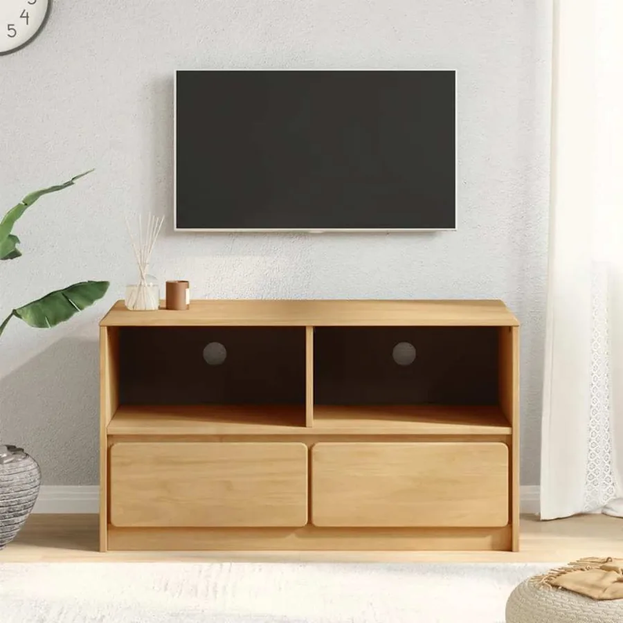 Meuble TV SAUDA chêne 99x43x55 cm bois de pin massif