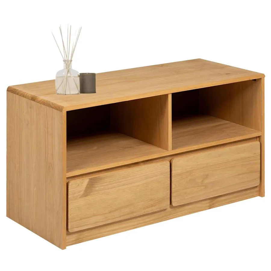Meuble TV SAUDA chêne 99x43x55 cm bois de pin massif - 3