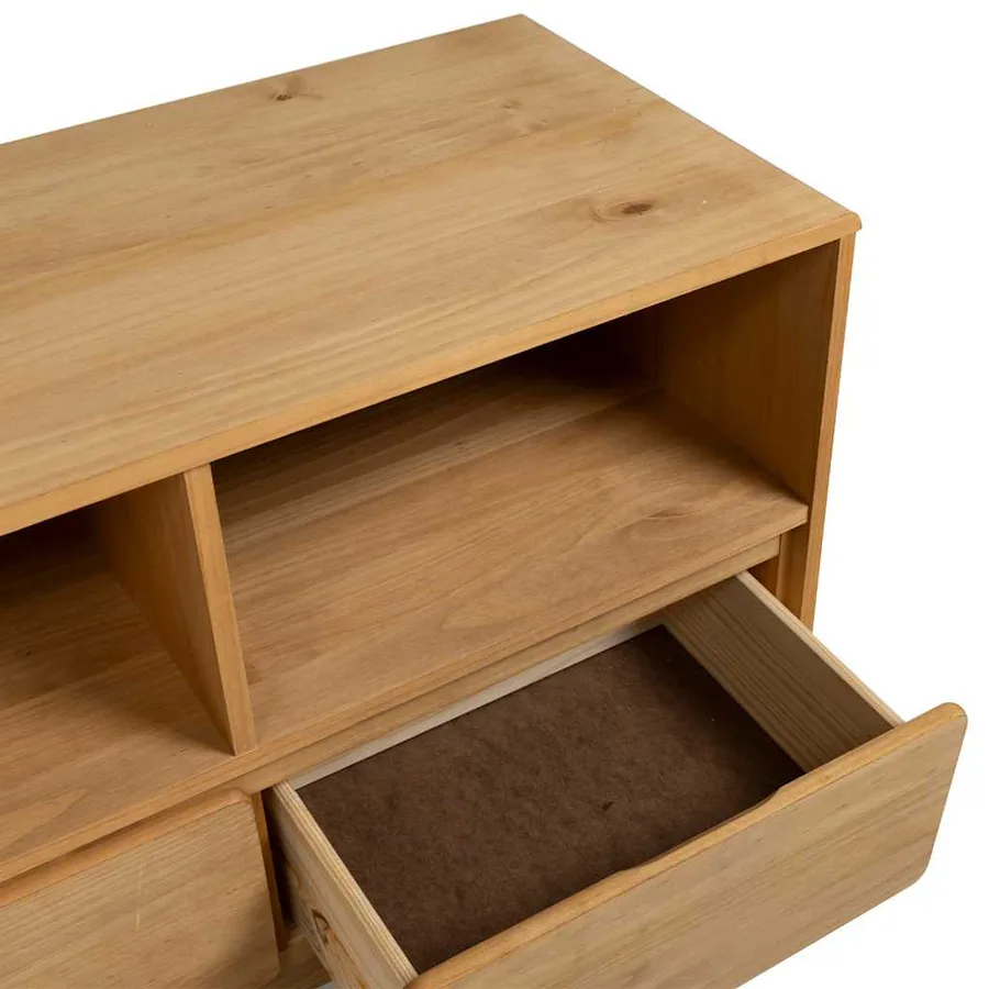 Meuble TV SAUDA chêne 99x43x55 cm bois de pin massif - 7