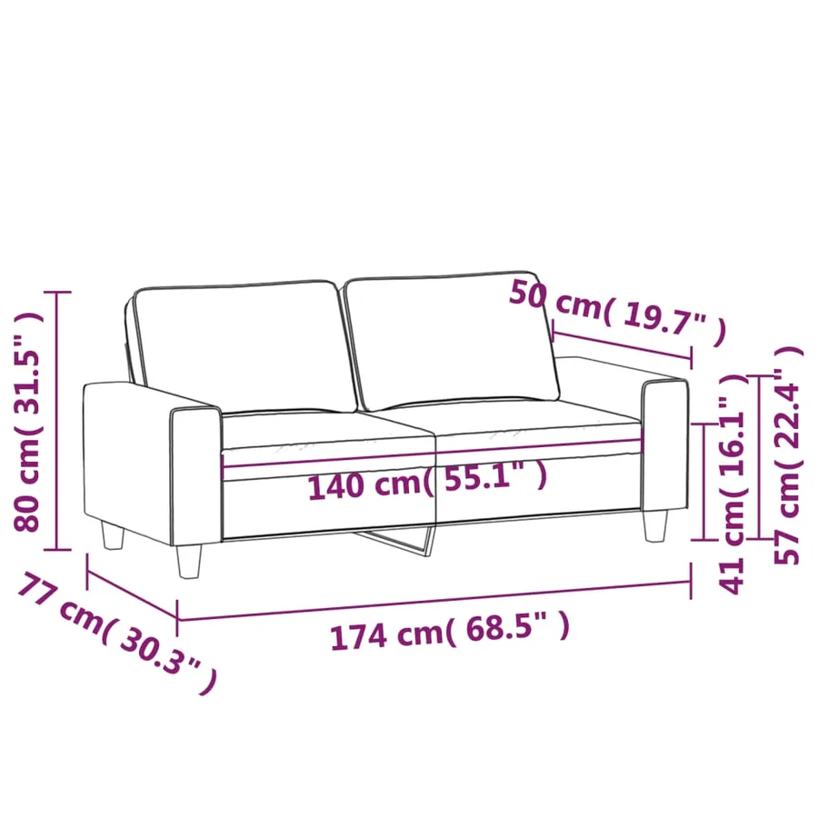 Canapé à 2 places Gris clair 140 cm Tissu - 8