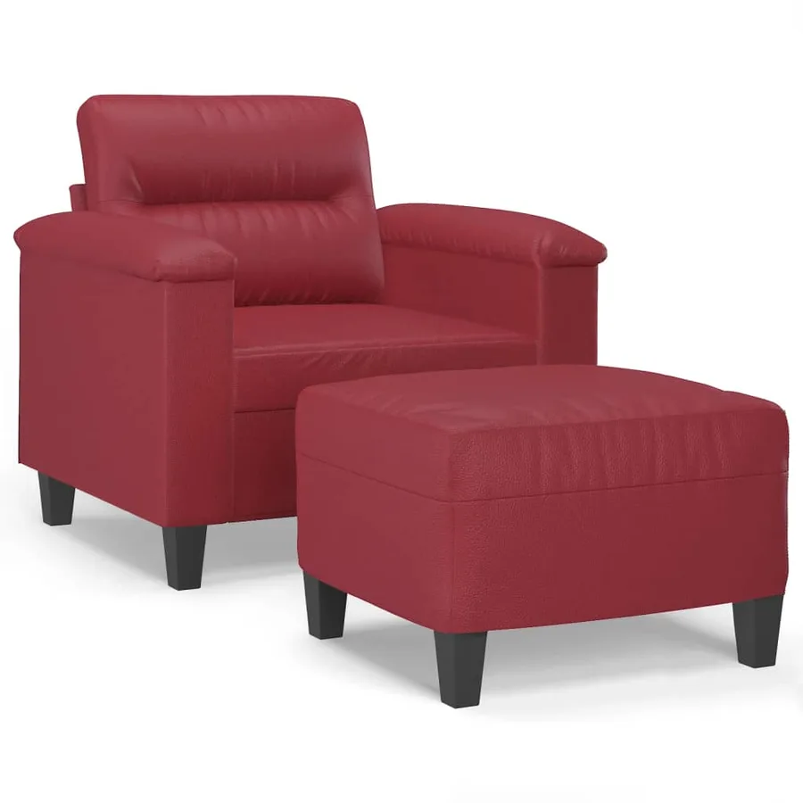 Fauteuil avec repose-pied Rouge bordeaux 60 cm Similicuir - 2