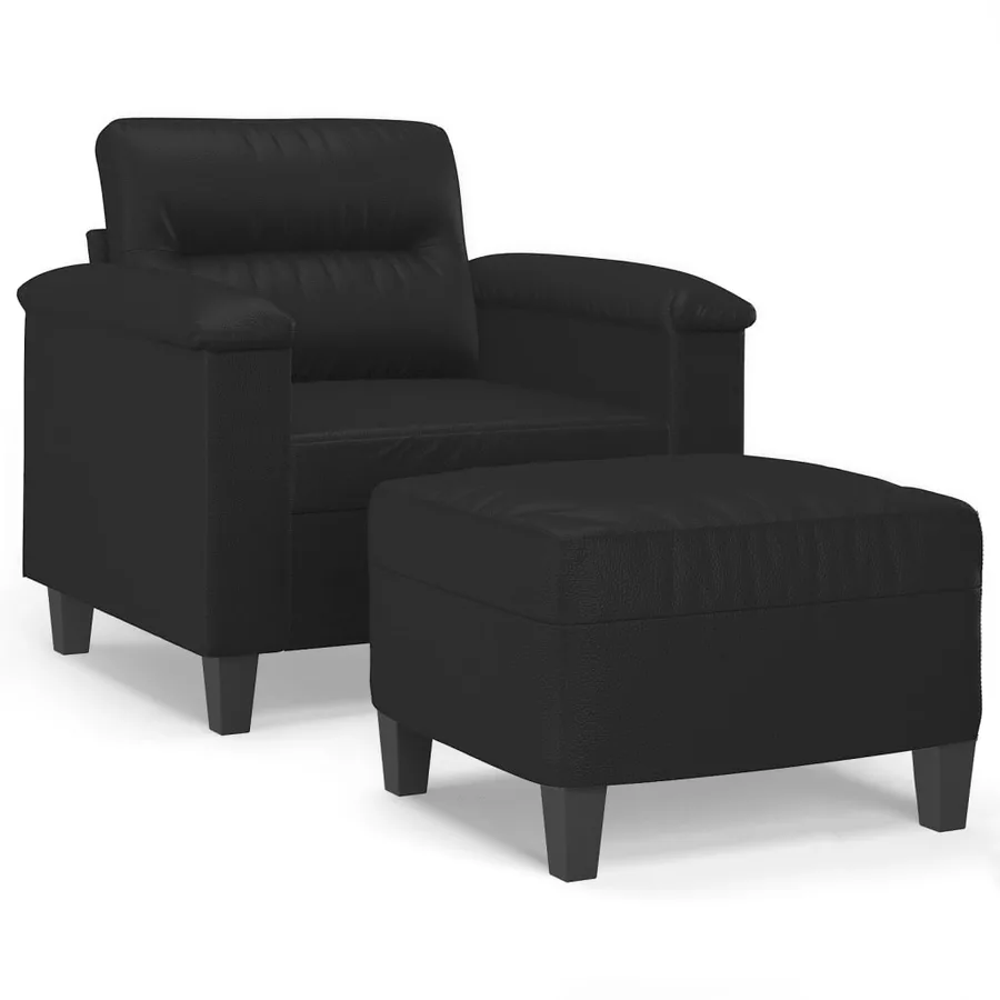 Fauteuil avec repose-pied Noir 60 cm Similicuir - 2