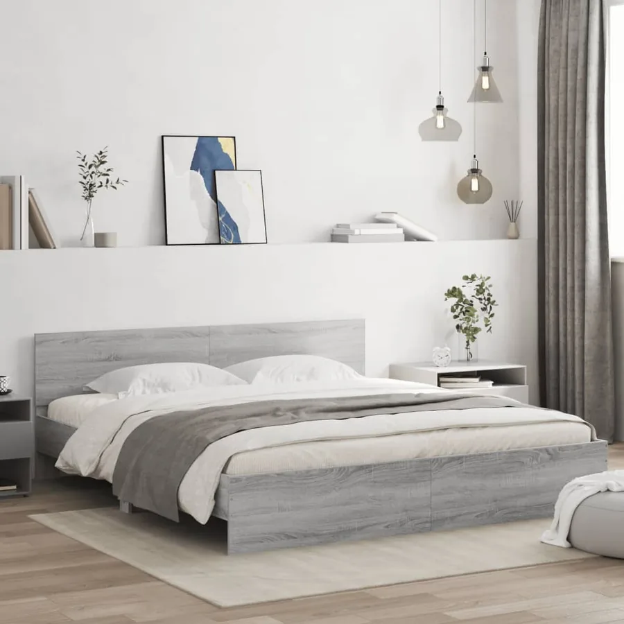 Cadre de lit sans matelas sonoma gris 160x200 cm