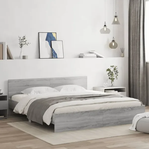 Cadre de lit sans matelas sonoma gris 160x200 cm