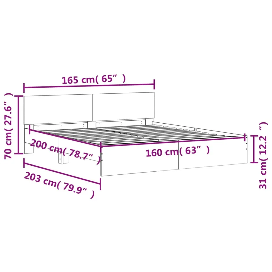 Cadre de lit sans matelas sonoma gris 160x200 cm - 10