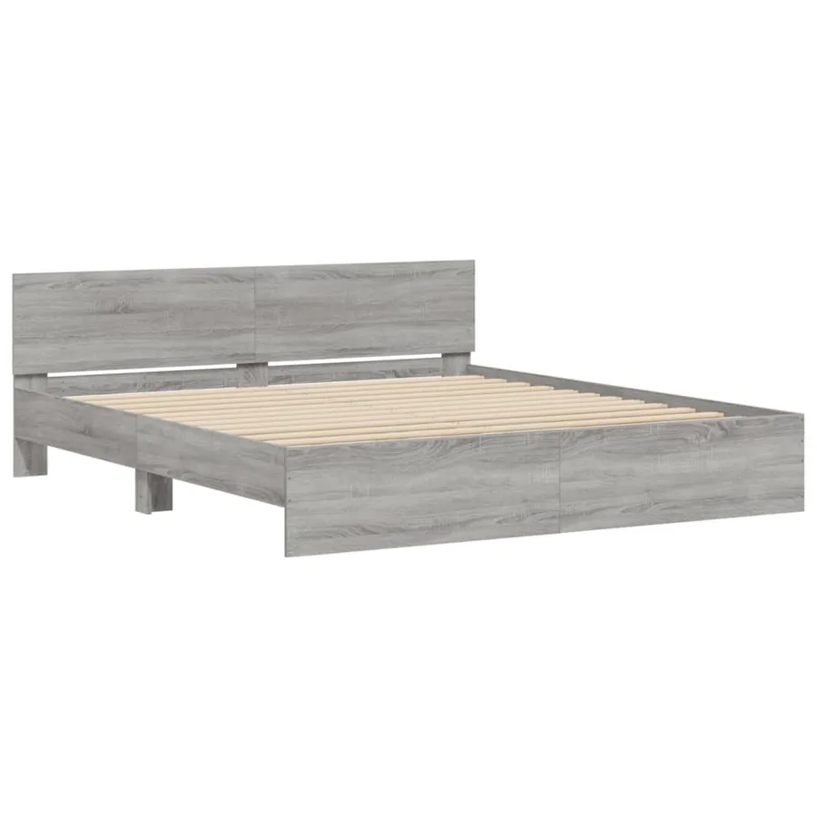 Cadre de lit sans matelas sonoma gris 160x200 cm - 4