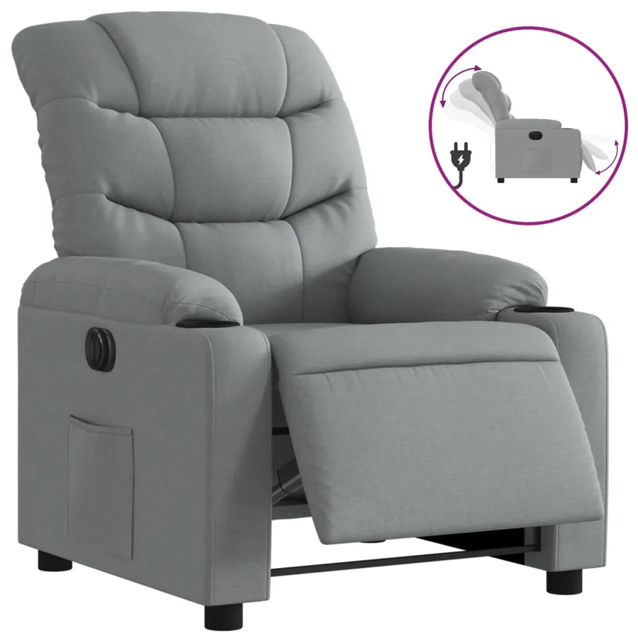Fauteuil inclinable électrique Gris clair Tissu - 2