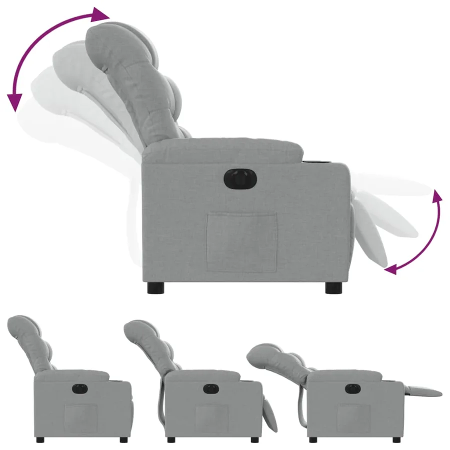 Fauteuil inclinable électrique Gris clair Tissu - 7