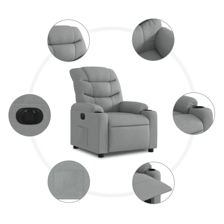 Fauteuil inclinable électrique Gris clair Tissu - 8