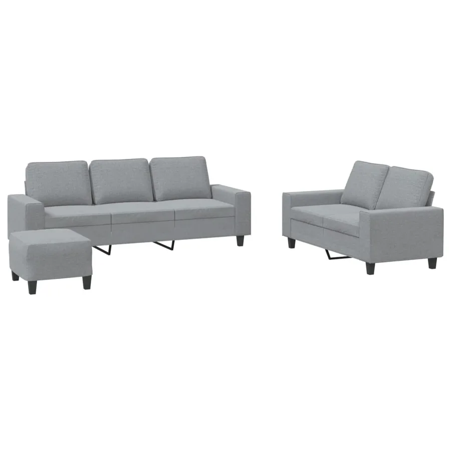 Ensemble de canapés 3 pcs gris clair tissu - 2