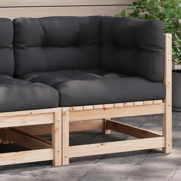 Canapé d'angle de jardin avec coussins bois de pin solide