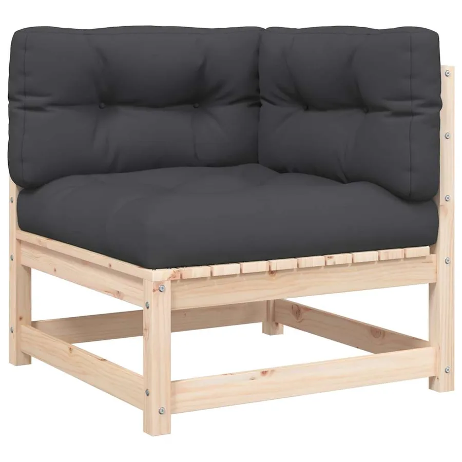 Canapé d'angle de jardin avec coussins bois de pin solide - 2