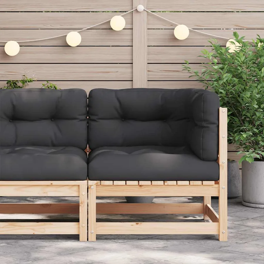 Canapé d'angle de jardin avec coussins bois de pin solide - 3