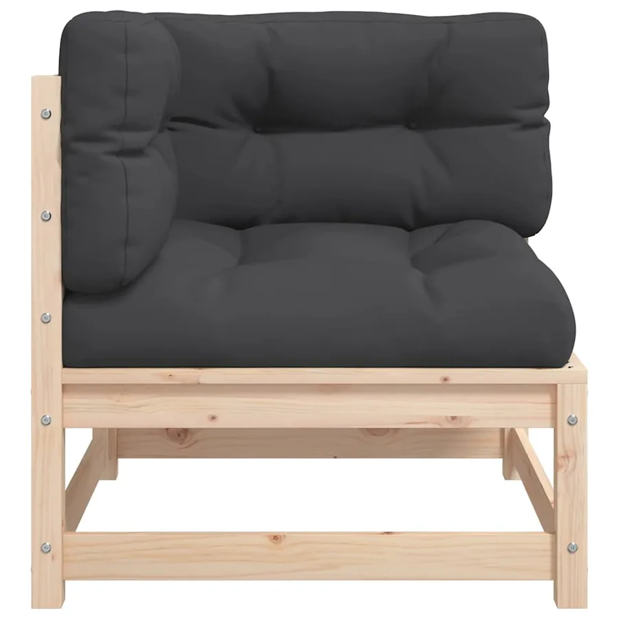 Canapé d'angle de jardin avec coussins bois de pin solide - 5