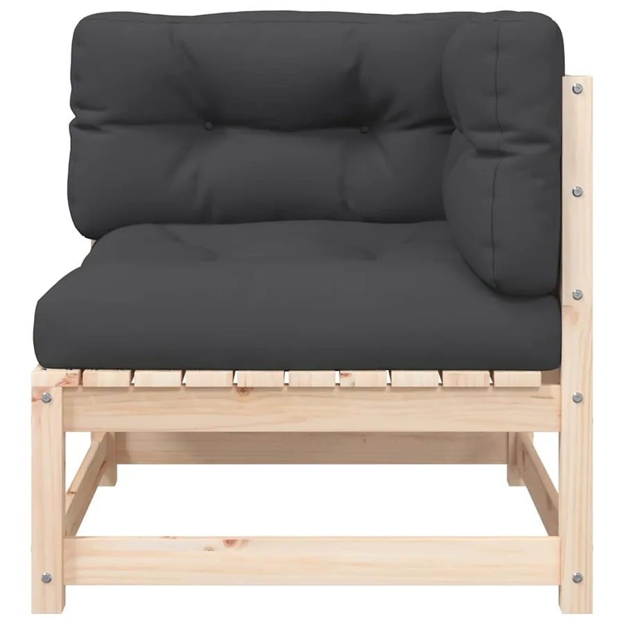 Canapé d'angle de jardin avec coussins bois de pin solide - 6