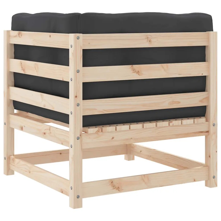 Canapé d'angle de jardin avec coussins bois de pin solide - 7