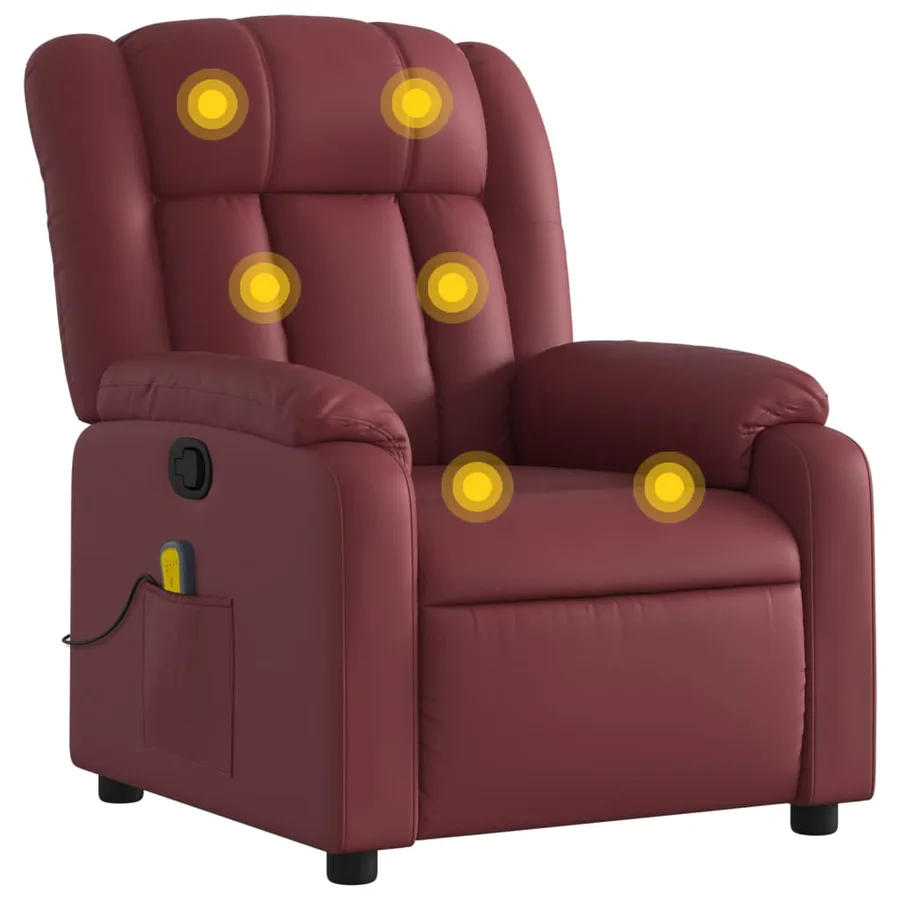 Fauteuil de massage inclinable Rouge bordeaux Similicuir - 2