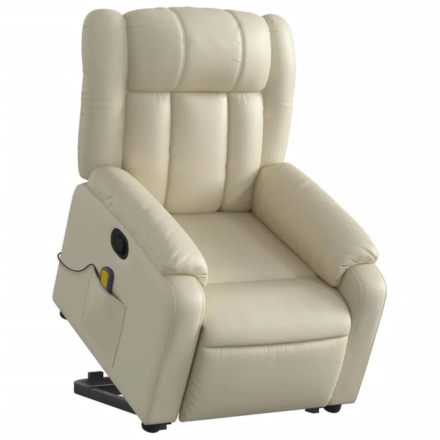 Fauteuil inclinable de massage Crème Similicuir - 3