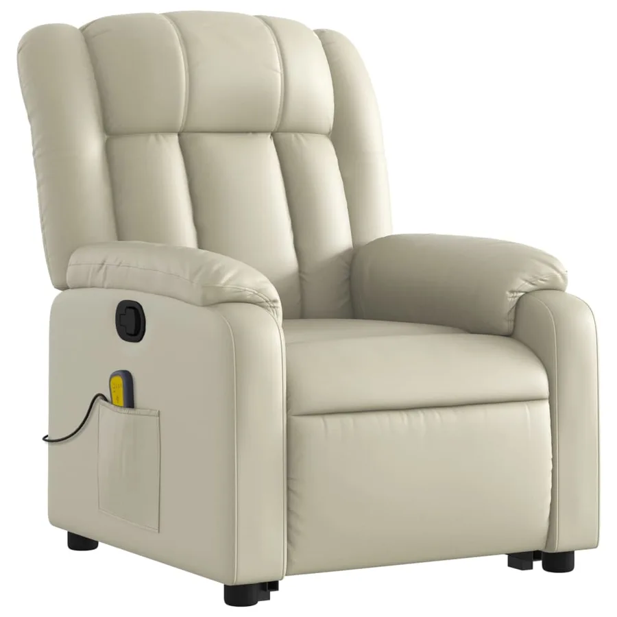 Fauteuil inclinable de massage Crème Similicuir - 4