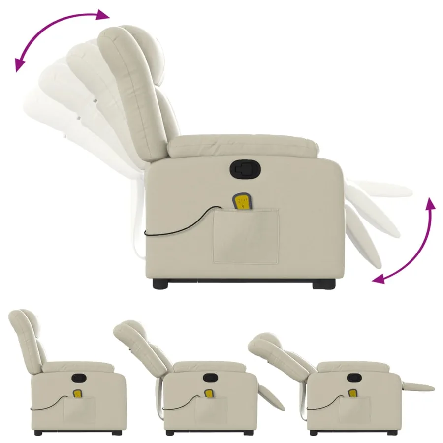 Fauteuil inclinable de massage Crème Similicuir - 7