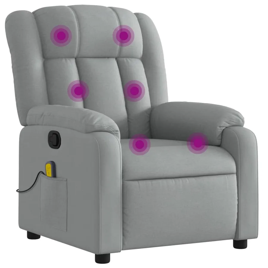 Fauteuil inclinable de massage gris clair tissu - 2